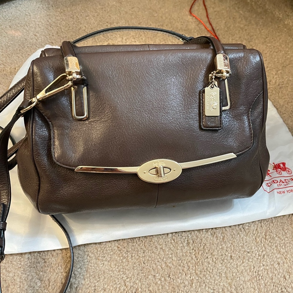 Coach Madison Madeline Satchel Brown leather